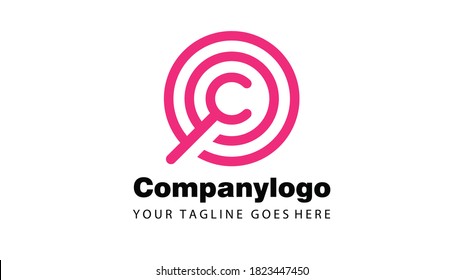 Letra combinada c y plantilla de vector de diseño de logotipo de búsqueda