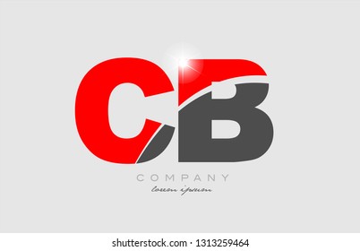 combination letter cb c b in grey red color alphabet logo icon design suitable for a company or business