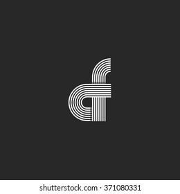 Combination letter CF logo monogram, pair C F offset line geometric shape symbol, creative idea graphic emblem