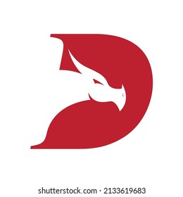 combination of letter d and dragon head logo vector
