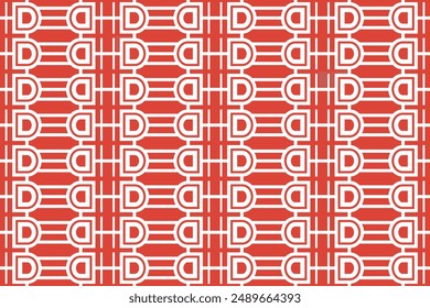 combination Letter D and rectangle shape maked a pattern, red color object isolated on white background.