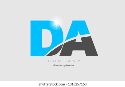 combination letter da d a in grey blue color alphabet logo icon design suitable for a company or business