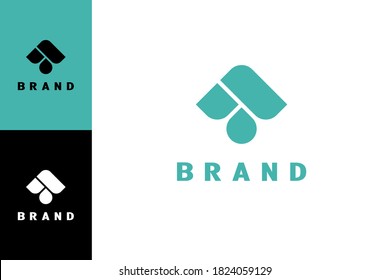Combination letter A and droplet, water springs logo illustration, simple elegant and minimalist logo design concept template.