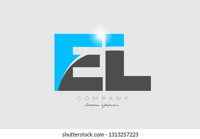 combination letter el e l in grey blue color alphabet logo icon design suitable for a company or business