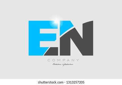 combination letter en e n in grey blue color alphabet logo icon design suitable for a company or business