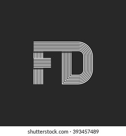 Combination letter FD together logo monogram mockup, F D calm symbols for wedding invitation, business card emblem