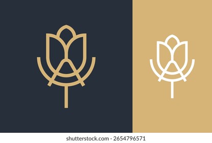 Combinación de letra A con Ilustración vectorial de diseño de logotipo de flores para decoración, boutique, bienestar, salón de belleza y otros negocios