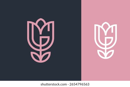 Letra de combinação G com logotipo de flor ilustração vetorial para decoração, boutique, bem-estar, salão de beleza e outros negócios