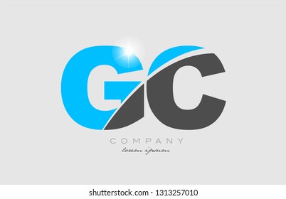 combination letter gc g c in grey blue color alphabet logo icon design suitable for a company or business