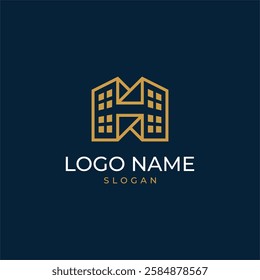 COMBINATION LETTER H WITH BUILDING LOGO DESIGN