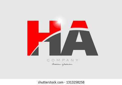 combination letter ha h a in grey red color alphabet logo icon design suitable for a company or business