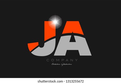 combination letter ja j a in grey orange color alphabet logo icon design suitable for a company or business