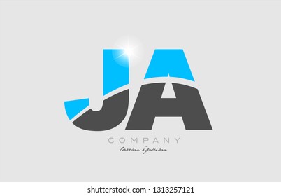combination letter ja j a in grey blue color alphabet logo icon design suitable for a company or business