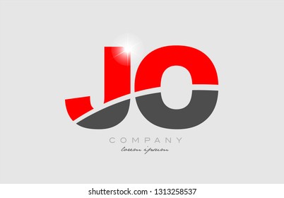 combination letter jo j o in grey red color alphabet logo icon design suitable for a company or business
