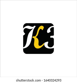Combination letter K with number 3 logo concept