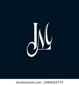 Combination of letter L in serif and letter M in handwriting into continuous monogram logo