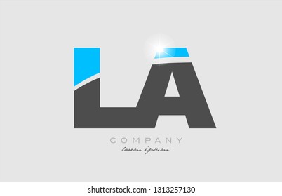 combination letter la l a in grey blue color alphabet logo icon design suitable for a company or business