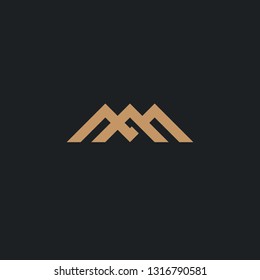 Combination of letter a and m, am, ma, mountain logo template in editable vector