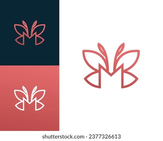 Combination letter M with Butterfly logo design vector illustration