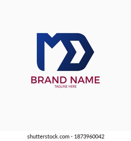 CARTA COMBINADA CONCEPTO DE LOGOTIPO M Y D MONOGRAM Y SISTEMA DE MARCA DE CARTA PARA IDENTIDAD DE MARCA