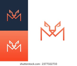 Combination letter M with Lion logo design vector illustration