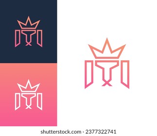 Letra de combinación M con ilustración vectorial de diseño del logotipo de león