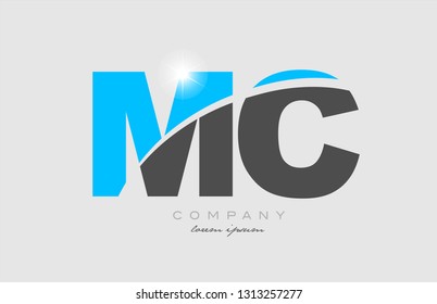 Combination Letter Mc M C In Grey Blue Color Alphabet Logo Icon Design Suitable For A Company Or Business