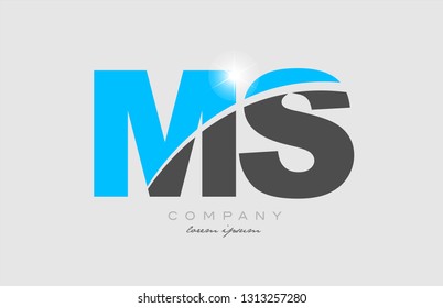 combination letter ms m s in grey blue color alphabet logo icon design suitable for a company or business