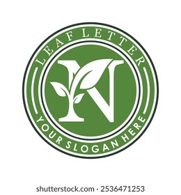 Combinación del diseño de la letra N y de la hoja con concepto creativo