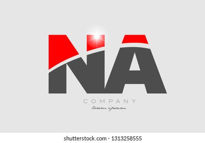 combination letter na n a in grey red color alphabet logo icon design suitable for a company or business