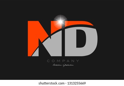 combination letter nd n d in grey orange color alphabet logo icon design suitable for a company or business