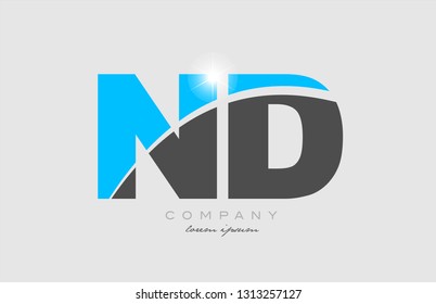 combination letter nd n d in grey blue color alphabet logo icon design suitable for a company or business