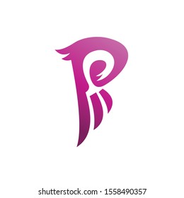Combination letter P + wing bird logo, initial letter logo ready for use