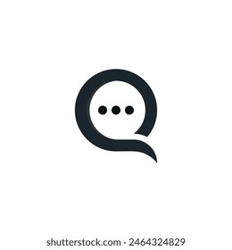 Combination of letter q and message logo design. Premium Vector