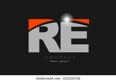 combination letter re r e in grey orange color alphabet logo icon design suitable for a company or business