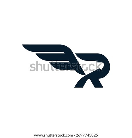 combination of letter R with flying eagle logo vector
