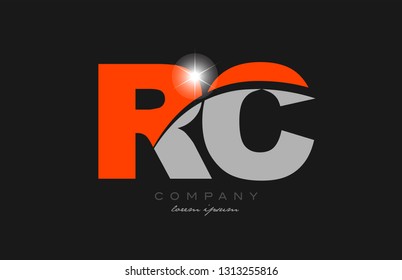 combination letter rc r c in grey orange color alphabet logo icon design suitable for a company or business