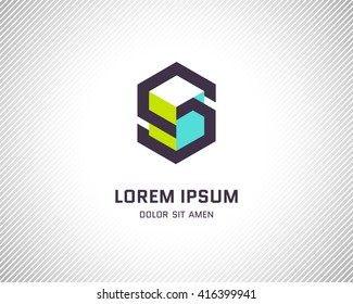 Combinação de Carta S. Abstract Vector Logo Design Modelo. Ícone de conceito geométrico de cor criativa
