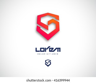 Combination of Letter S. Abstract Vector Logo Design Template. Creative Red Geometric Concept Icon