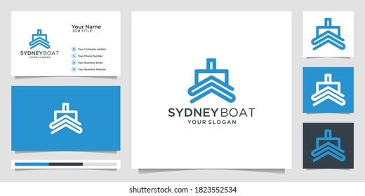 combination of letter S and boat for sydney boat, Ferry boat,  and ocean travel port of ferry terminal transport, premium design, unique concept, australia.logo and business card.premium vector