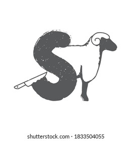 combination of letter S sheep logo design vector illustration isolated on white background