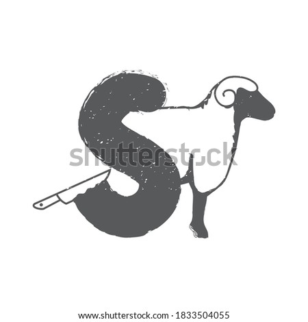 combination of letter S sheep logo design vector illustration isolated on white background