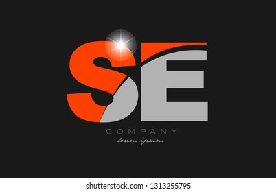 combination letter se s e in grey orange color alphabet logo icon design suitable for a company or business