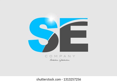 combination letter se s e in grey blue color alphabet logo icon design suitable for a company or business