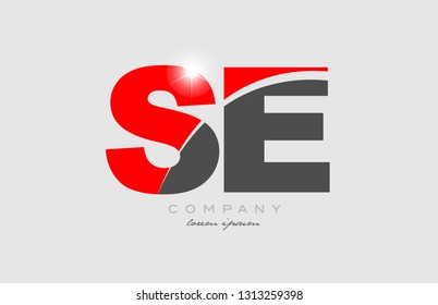 combination letter se s e in grey red color alphabet logo icon design suitable for a company or business