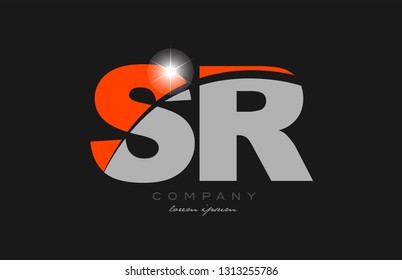combination letter sr s r in grey orange color alphabet logo icon design suitable for a company or business