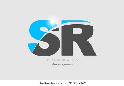 combination letter sr s r in grey blue color alphabet logo icon design suitable for a company or business
