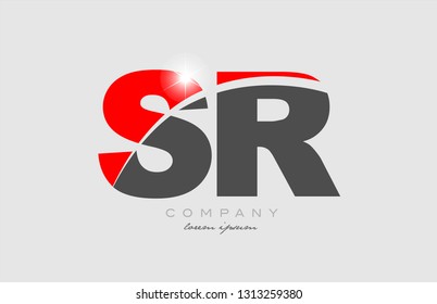 combination letter sr s r in grey red color alphabet logo icon design suitable for a company or business