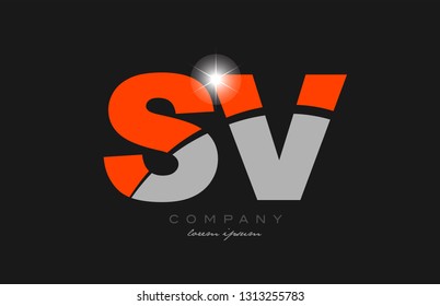 combination letter sv s v in grey orange color alphabet logo icon design suitable for a company or business
