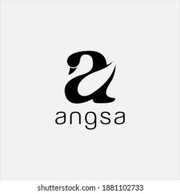combination of letter A and swan logo design 